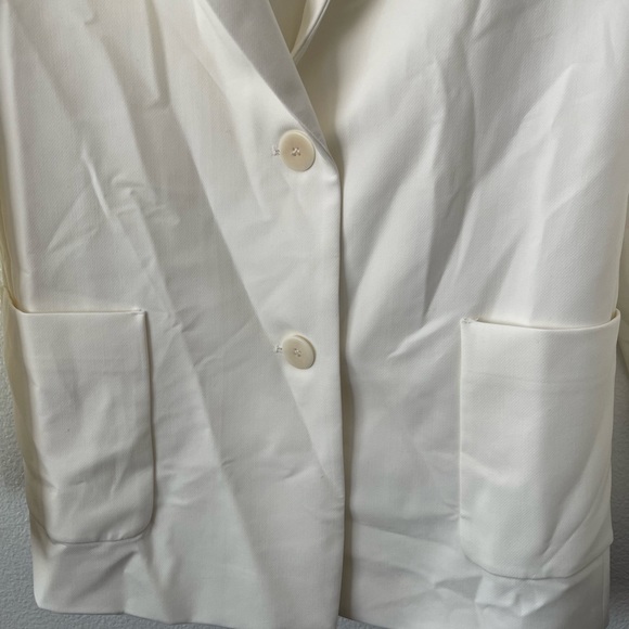 Zara Straight Cut Tailored Blazer Jacket with Pockets Size Small Ecru 8473/888 - Picture 4 of 10